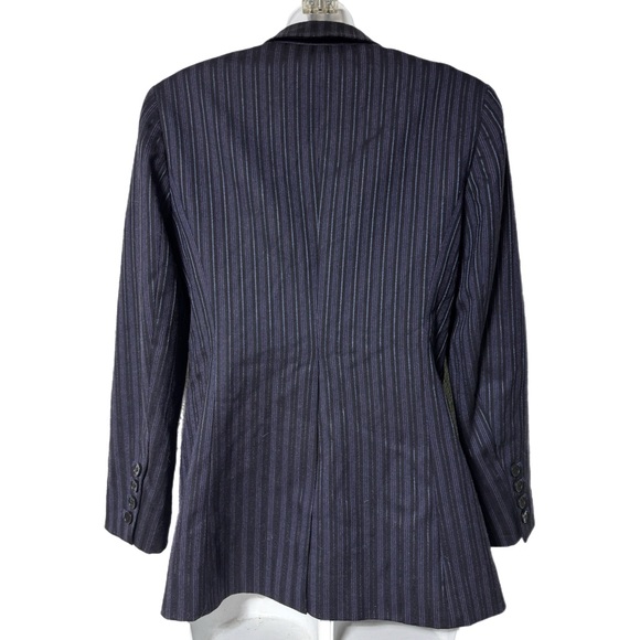Theory Rory Navy Blue Stripe Two Button Wool Blend Blazer Size 2 Structured - Picture 3 of 8